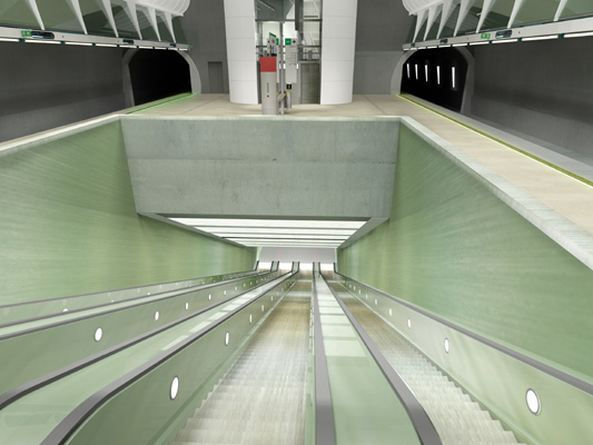 Budapest, M4 metró, Kálvin tér, Palatium Stúdió látványterv, bélyegkép