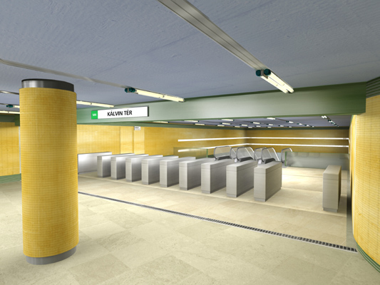 Budapest, M4 metró, Kálvin tér, Palatium Stúdió látványterv, bélyegkép