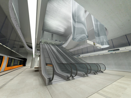 Budapest, M4 metró, Rákóczi tér, Palatium Stúdió látványterv, bélyegkép