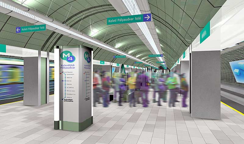 Budapest, M4 metró, Vision Graphics, láványterv, bélyegkép