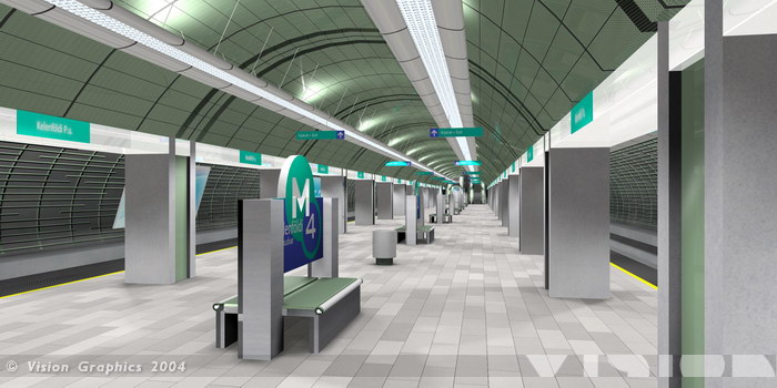 Budapest, M4 metró, Vision Graphics, láványterv, bélyegkép