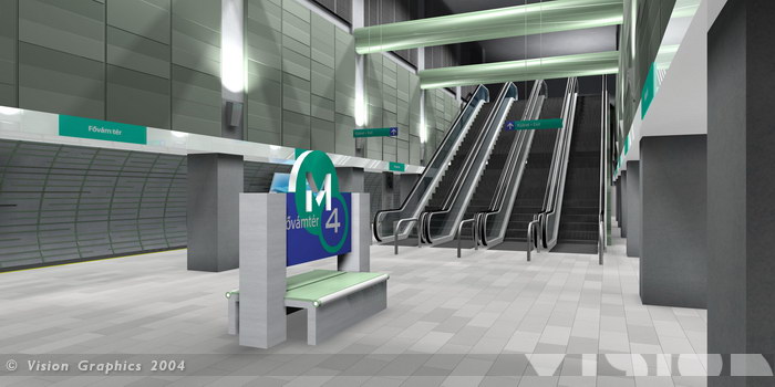 Budapest, M4 metró, Vision Graphics, láványterv, bélyegkép