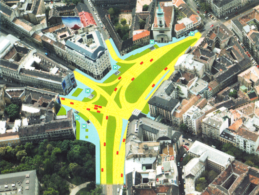 Budapest, M4 metró, Kálvin tér, DBR látványterv, bélyegkép