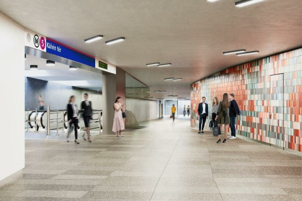 Budapest, M5 metró, Kálvin tér, látványterv, bélyegkép