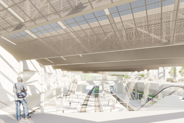 Budapest, M5 metró, Pesterzsébet, látványterv, bélyegkép