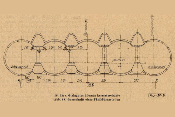 ötalagutas metróállomás keresztmetszete, bélyegkép