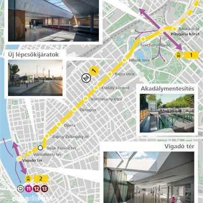 Budapest, M1 metró, térkép