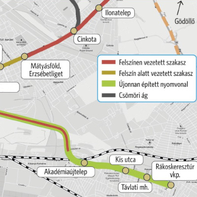 Budapest, M2 metró, H8-, H9 HÉV összekötése, térkép