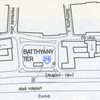 Budapest, M2 metró, Batthyány tér, térkép