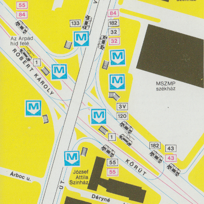 Budapest, M3 metró, Árpád híd, térkép